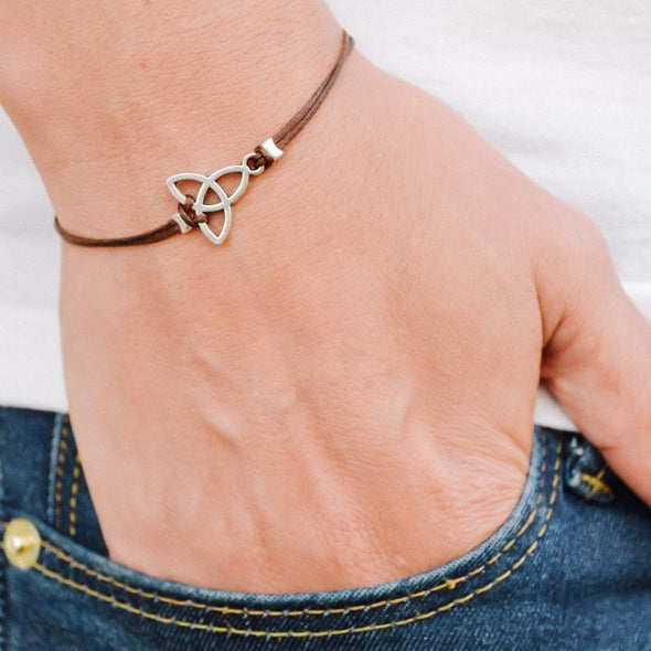 Trinity women's bracelet, brown cord, adjustable - shani-adi-jewerly