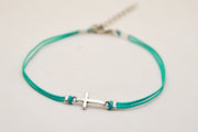 Cross anklet, turquoise cord - shani-adi-jewerly