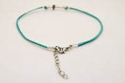 Cross anklet, turquoise cord - shani-adi-jewerly