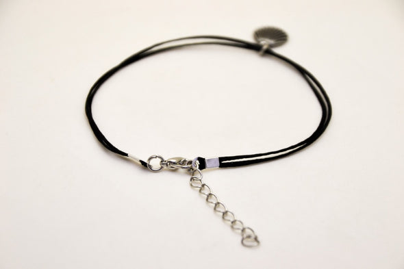 Silver seashell anklet bracelet, black anklet, dangle nautical jewelry - shani-adi-jewerly