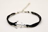 Silver anchor bracelet, double black cord - shani-adi-jewerly