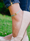 Ankle bracelet with 14k gold plated ship wheel charm, turquoise anklet, Mothers day gift - shani-adi-jewerly