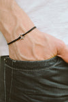 Star of David men's bracelet, black cord - shani-adi-jewerly