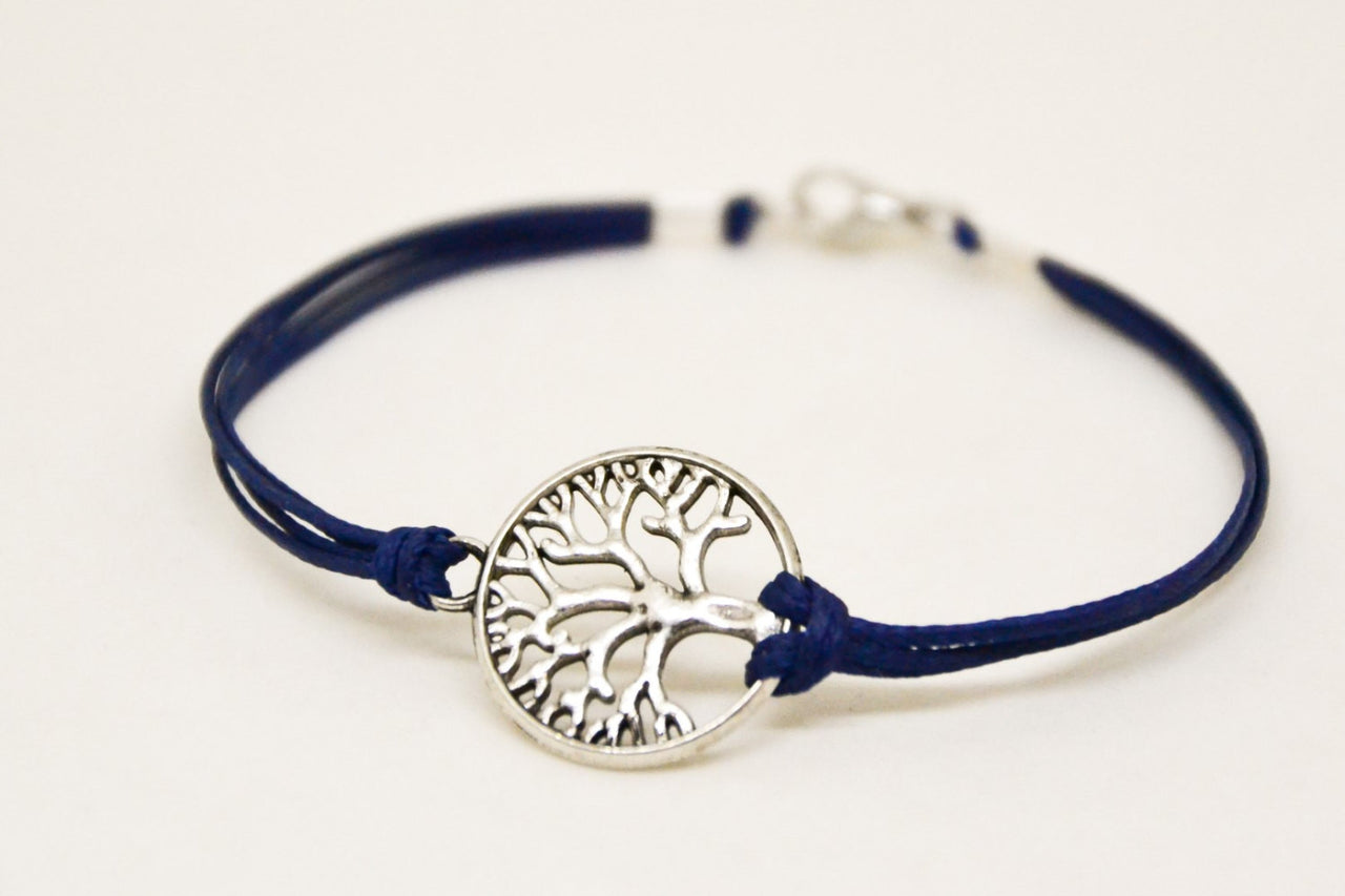 Tree of life men's bracelet, blue cord - shani-adi-jewerly