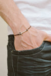 Silver hammer bracelet for men, brown cords - shani-adi-jewerly