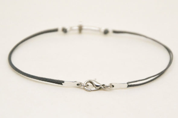 Cross bracelet for men, gray cord - shani-adi-jewerly