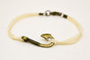 Fish hook bracelet for men, beige cord - shani-adi-jewerly