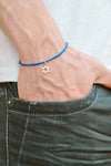 Silver dangle Star of David men's bracelet, blue cord - shani-adi-jewerly