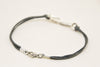 Gray cord bracelet for men with silver hook charm - shani-adi-jewerly