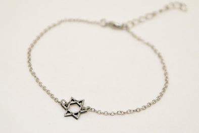 Star of David  women's bracelet, stainless steel chain - shani-adi-jewerly
