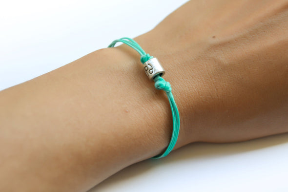 Zodiac signs bracelet, cancer sign, turquoise cord - shani-adi-jewerly