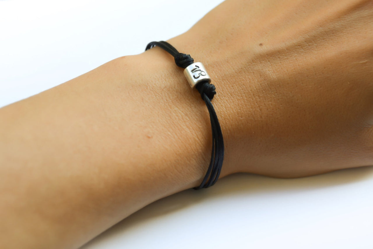 Zodiac signs bracelet, Capricorn sign, black cord - shani-adi-jewerly