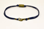 Men's bracelet with bronze tube charm, blue cord - shani-adi-jewerly