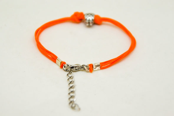 Orange cord bracelet with a silver pineapple charm - shani-adi-jewerly