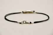 Silver cross bracelet for men, black cord - shani-adi-jewerly