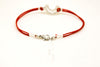 Silver crescent moon bracelet for men, red cord - shani-adi-jewerly