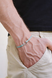 Crescent moon bracelet for men, turquoise cord - shani-adi-jewerly