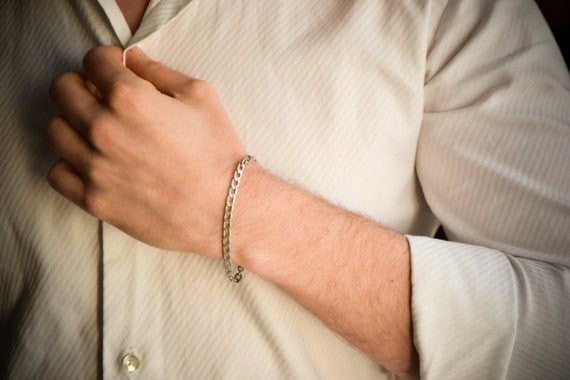 Silver links chain bracelet for men - shani-adi-jewerly