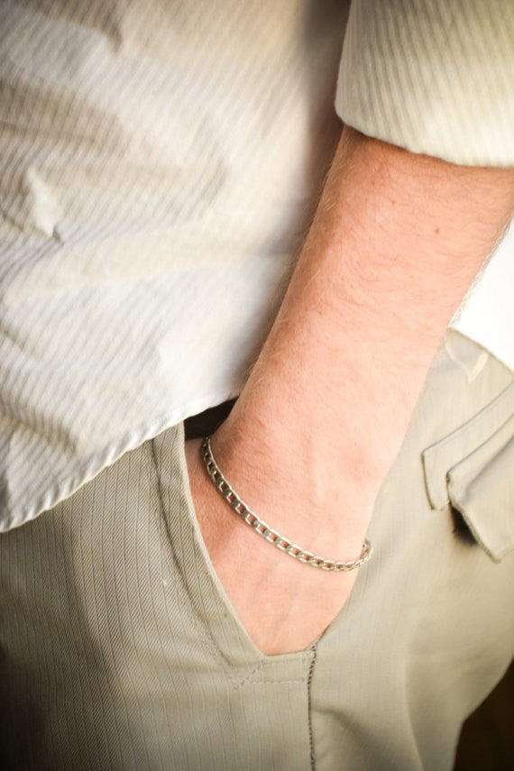 Silver links chain bracelet for men - shani-adi-jewerly
