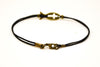 Bronze Cross fish bracelet for men, black cord - shani-adi-jewerly