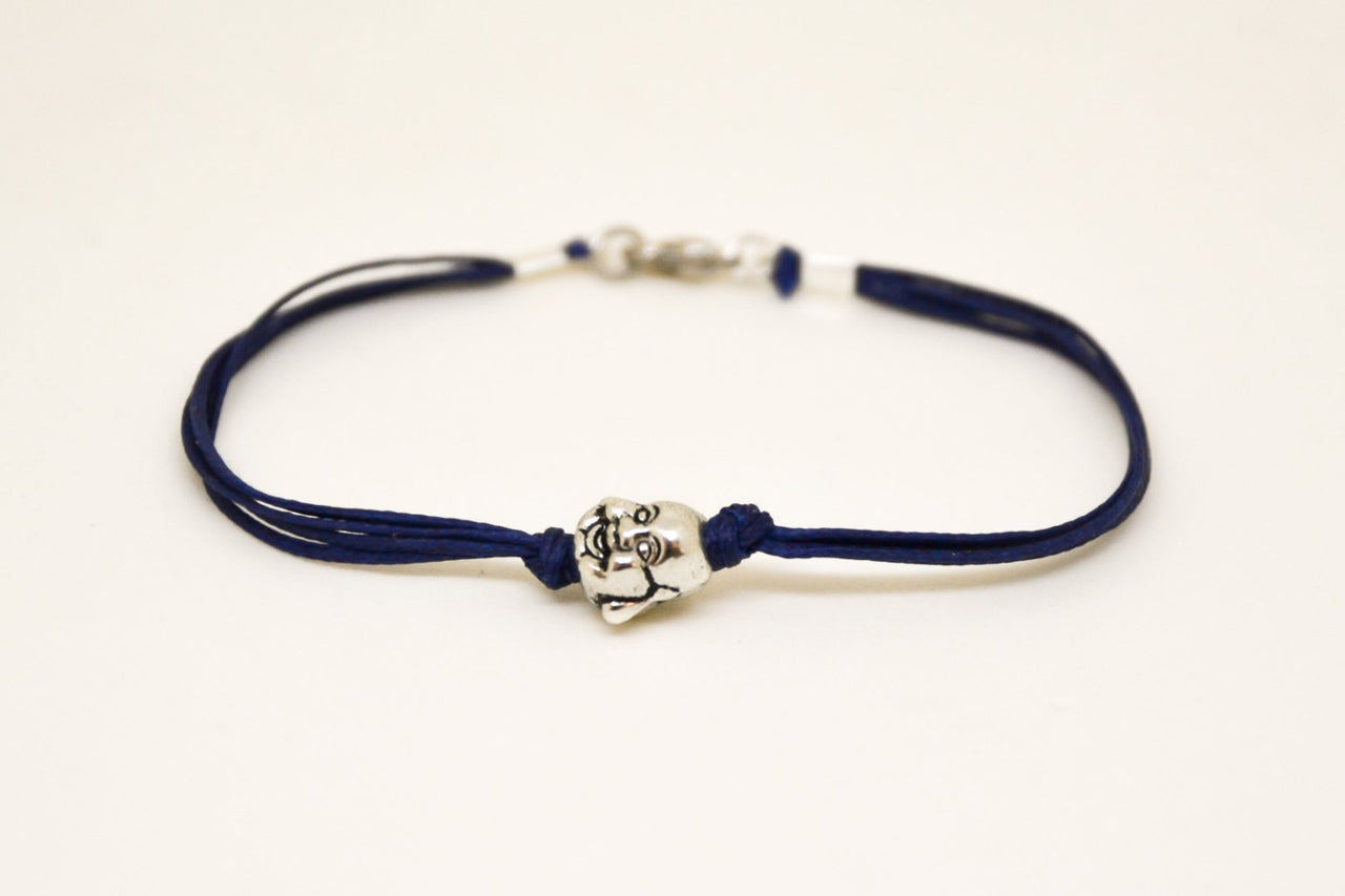 Men's bracelet with silver smiling buddha charm - shani-adi-jewerly