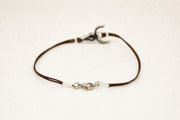 Bull head bracelet for men, brown cords, men's jewellery - shani-adi-jewerly