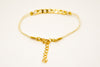 Beige cord bracelet with a gold plated flat chain charm - shani-adi-jewerly