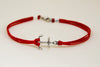 Silver anchor men's bracelet, red bracelet, beach skipper jewelry for men - shani-adi-jewerly