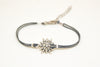 Women bracelet with silver snow flake charm, gray cord - shani-adi-jewerly