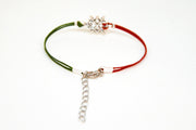 Women bracelet with silver snow flake charm, red cord - shani-adi-jewerly