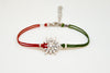 Women bracelet with silver snow flake charm, red cord - shani-adi-jewerly
