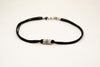 Men's anklet with a silver tube charm and a black cord - shani-adi-jewerly