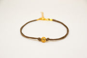 Brown ankle bracelet with matt gold ball bead charm - shani-adi-jewerly