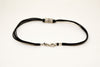 Men's anklet with a silver tube charm and a black cord - shani-adi-jewerly