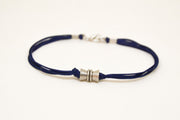 Men's bracelet with a silver tube charm and a blue cord - shani-adi-jewerly