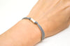 Silver tube bracelet, gray cord - shani-adi-jewerly