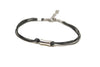 Silver tube bracelet, gray cord - shani-adi-jewerly