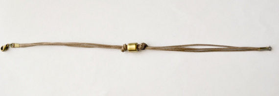 Men's bracelet with bronze tube charm, brown cord - shani-adi-jewerly