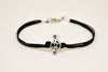 Silver Treble clef bracelet for men, black cords - shani-adi-jewerly
