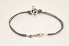 Silver Treble clef bracelet for men, gray cords - shani-adi-jewerly