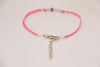 Women bracelet with silver cross charm with pink cord - shani-adi-jewerly