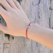 Red bracelet with silver heart charm - shani-adi-jewerly