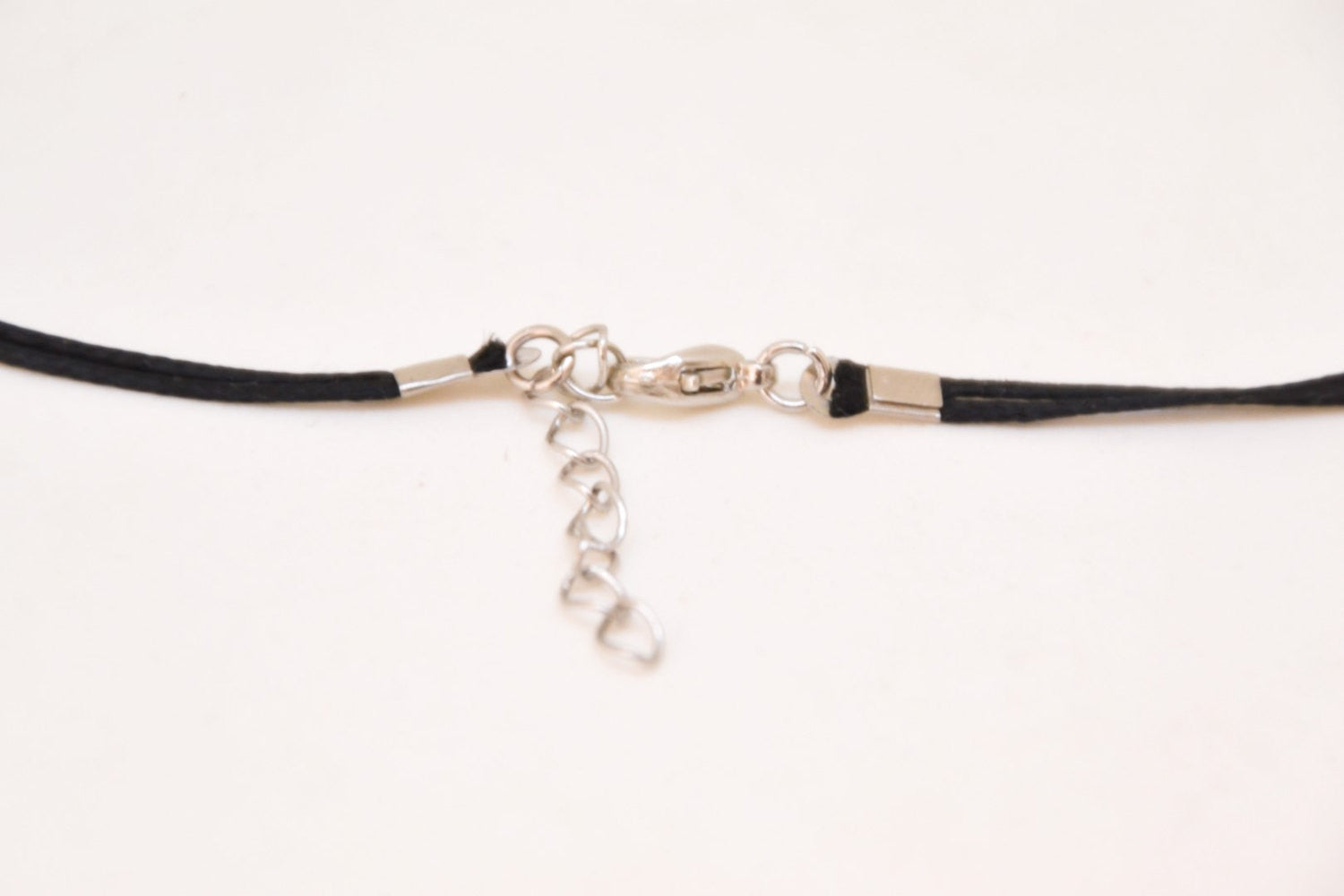 Silver plated heart necklace, black cord - shani-adi-jewerly