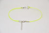 Neon yellow anklet with a silver anchor charm - shani-adi-jewerly