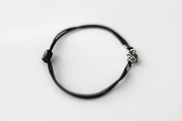 Initial bracelet, customise men's bracelet, black round bead, English letter black cord, Personalised monogram bracelet for men gift for him
