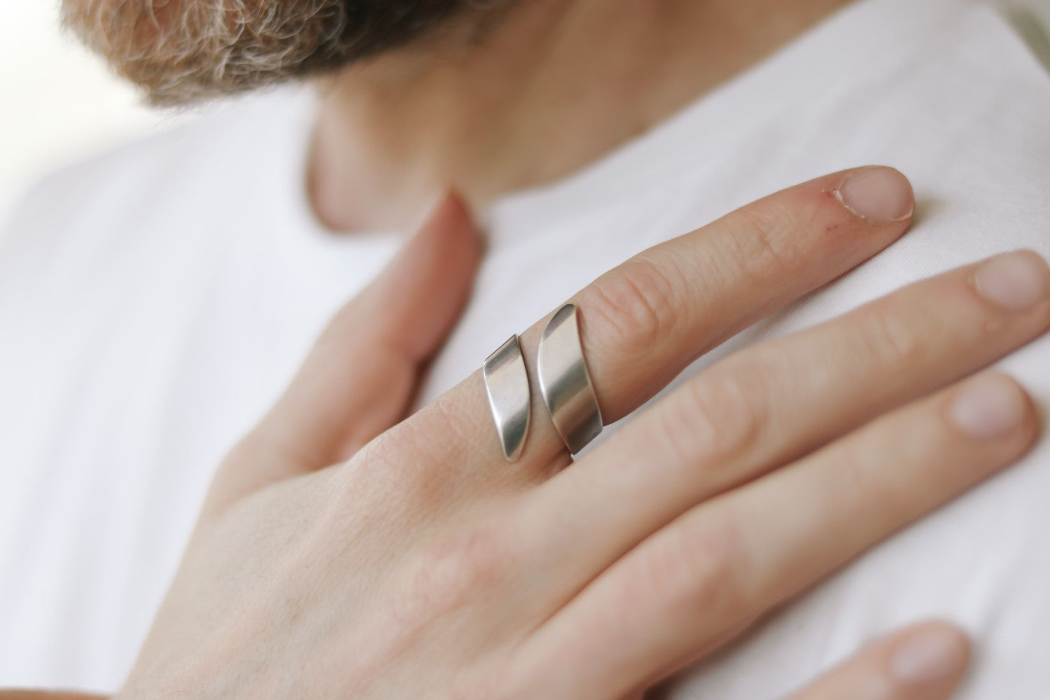 silver wrapped ring for men - shani and Adi Jewelry