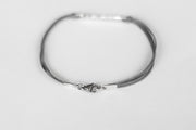 Gray cord bracelet for men with long silver bar - shani-adi-jewerly