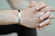 Silver believe charm bracelet for men, black cord, Christmas gift for him - shani-adi-jewerly