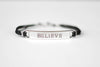 Silver believe charm bracelet for men, black cord, Christmas gift for him - shani-adi-jewerly