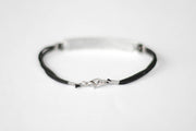 Silver believe charm bracelet for men, black cord, Christmas gift for him - shani-adi-jewerly